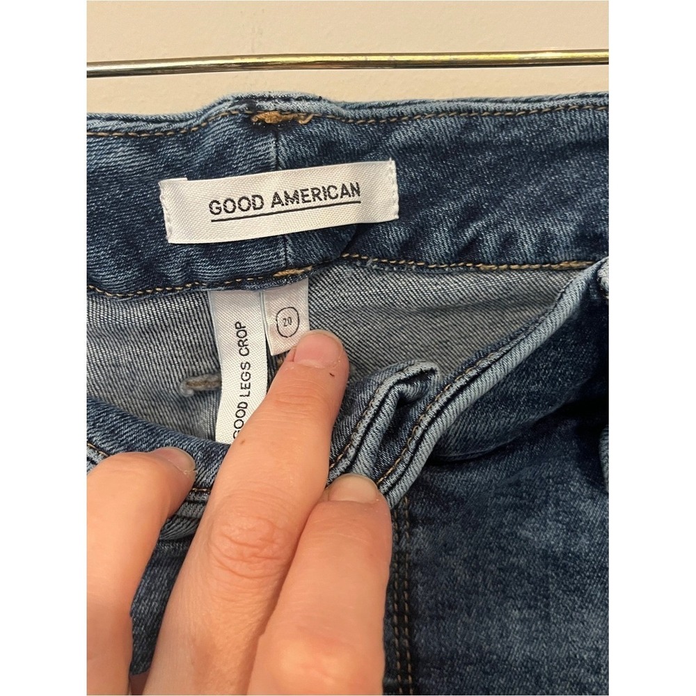 Good American Good Legs Crop Jeans Skinny Distressed Blue 20 High Rise Denim - Picture 4 of 7